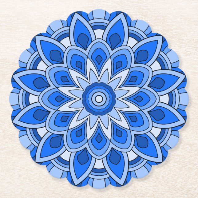 Posavasos De Papel Mandala en azul (Anverso)