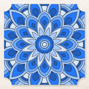 Posavasos De Papel Mandala en azul