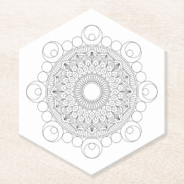 Posavasos De Papel Mandala en blanco y negro v2