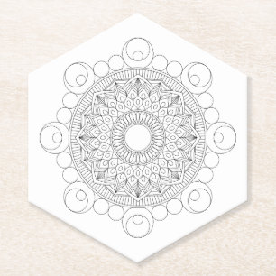 Posavasos De Papel Mandala en blanco y negro v2