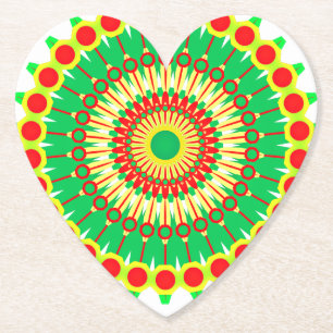 Posavasos De Papel Mandala Green Círculo Rojo Diseño-58577