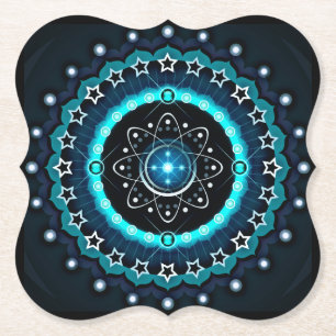 Posavasos De Papel Mandala Kaleidoscope con fondo negro