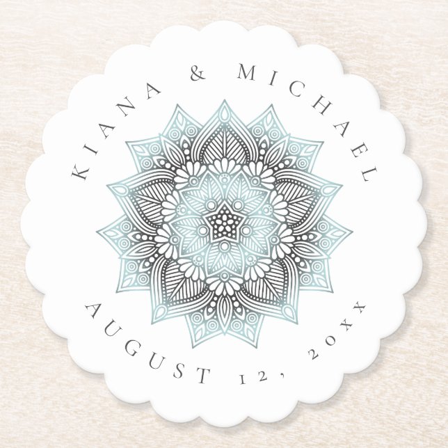 Posavasos De Papel Mandala Lace Boda Gracias Teniente Azul ID968 (Anverso)
