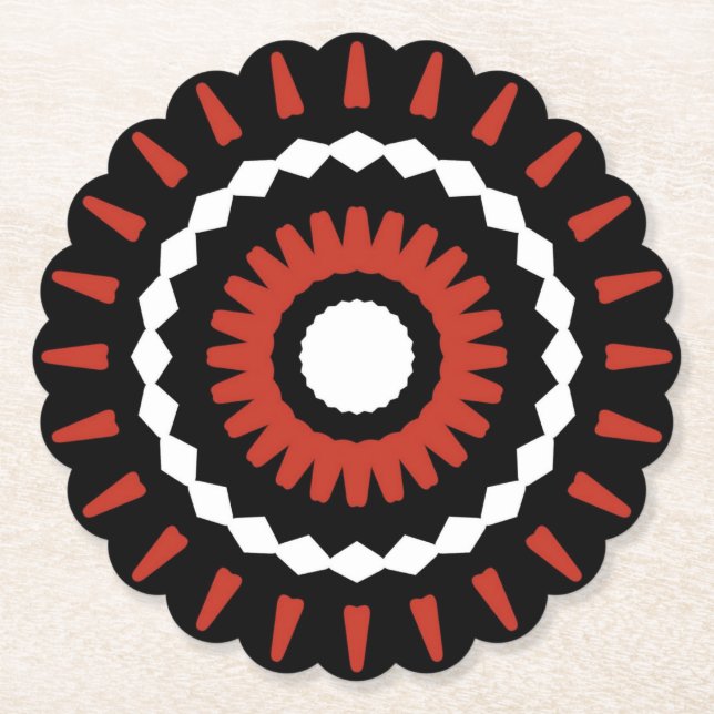 Posavasos De Papel Mandala tribal roja (Anverso)