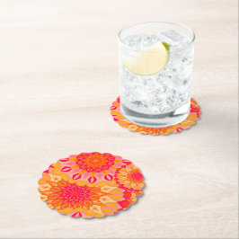 Posavasos De Papel Mandalas superpuestos naranja rosa amarillo