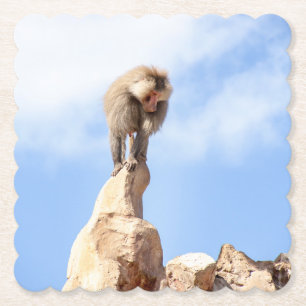 Posavasos De Papel Mandrill en la cima de una montaña