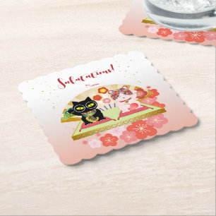 Posavasos De Papel Maneki Neko Lucky Poiluna