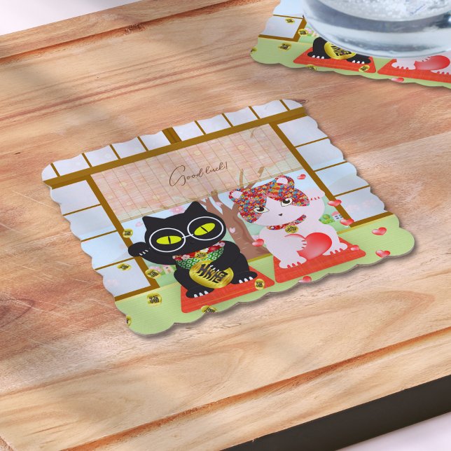 Posavasos De Papel Maneki Neko Lucky Poiluna (Maneki Neko Lucky Poiluna Paper Coaster)