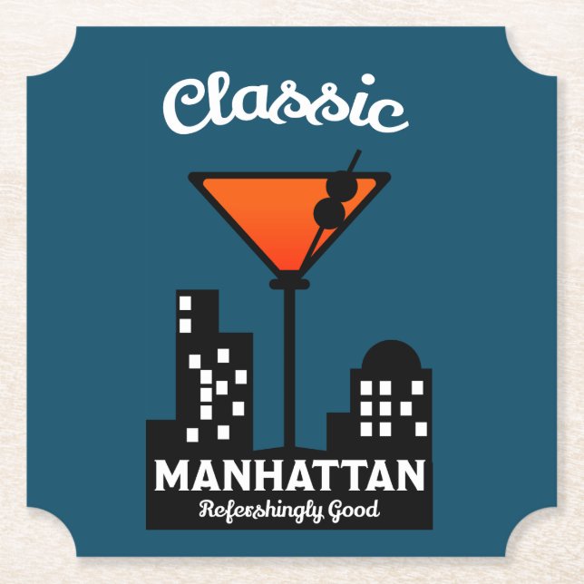 Posavasos De Papel Manhattan Cocktail Wall Art (Anverso)
