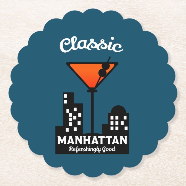 Posavasos De Papel Manhattan Cocktail Wall Art (Anverso)