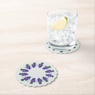 Posavasos De Papel Mano de diseño de uva dibujada