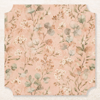 Posavasos De Papel Manta de bebé floral vintage mostaza con vid botán