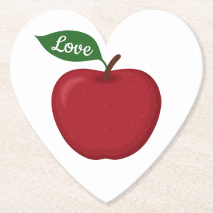 Posavasos De Papel Manzana Roja Rústica Amor Otoño Boda Campo Fiesta