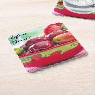 Posavasos De Papel Manzana y Rosas La vida es Buena
