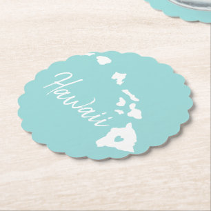 Posavasos De Papel Mapa del estado de Hawaii ama la montaña rusa de p