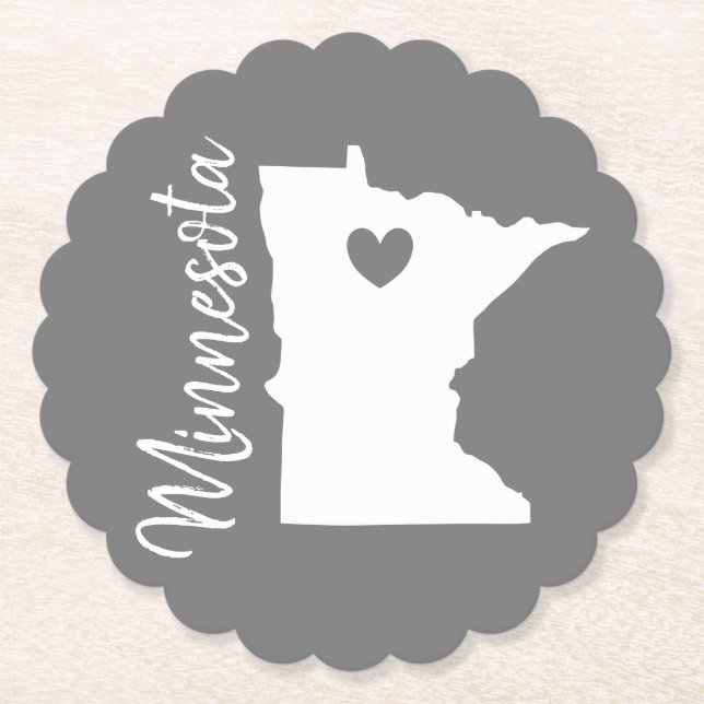 Posavasos De Papel Mapa del estado de Minnesota ama casa (Anverso)