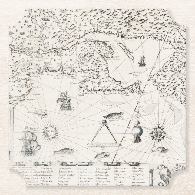 Posavasos De Papel mapa del mundo medieval Quebec Nueva Francia Améri (Anverso)