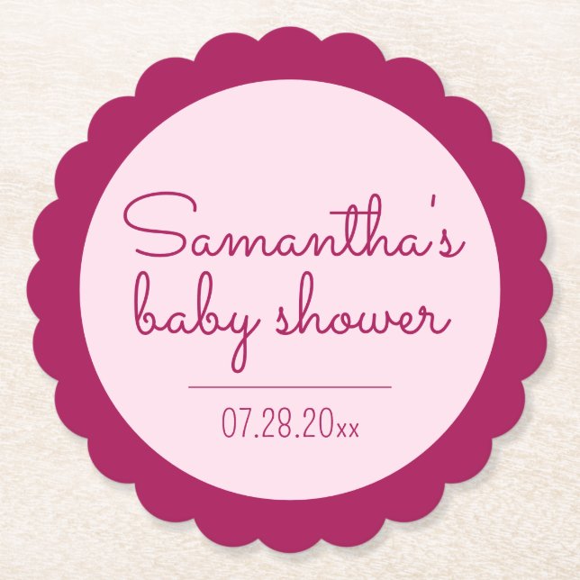 Posavasos De Papel Máquinas de cigalas rosadas Baby Shower (Anverso)