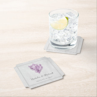 Posavasos De Papel Máquinas de papel de Boda de concha magenta
