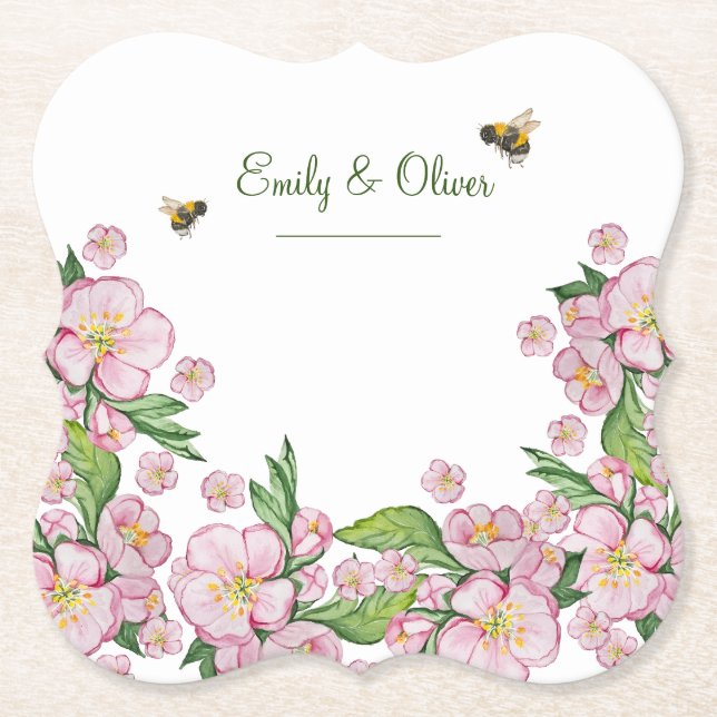 Posavasos De Papel Maravillosas acuarelas de manzanas y е (Anverso)