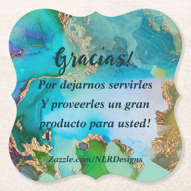 Posavasos De Papel Marble Blue Purple Edite Sus Propias Gracias (Anverso)