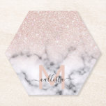 Posavasos De Papel Marble Ombre Purpurina de oro Rosa espumoso<br><div class="desc">Este elegante y ondulado patrón es perfecto para la mujer moderna. Se trata de un purpurina dorado rosa fino impreso en forma de imitación sobre un negro y con un patrón de mármol en un gradiente oscuro. Está de moda, fresca, moda, de lujo y de diseño. ***NOTA IMPORTANTE DE DISEÑO:...</div>