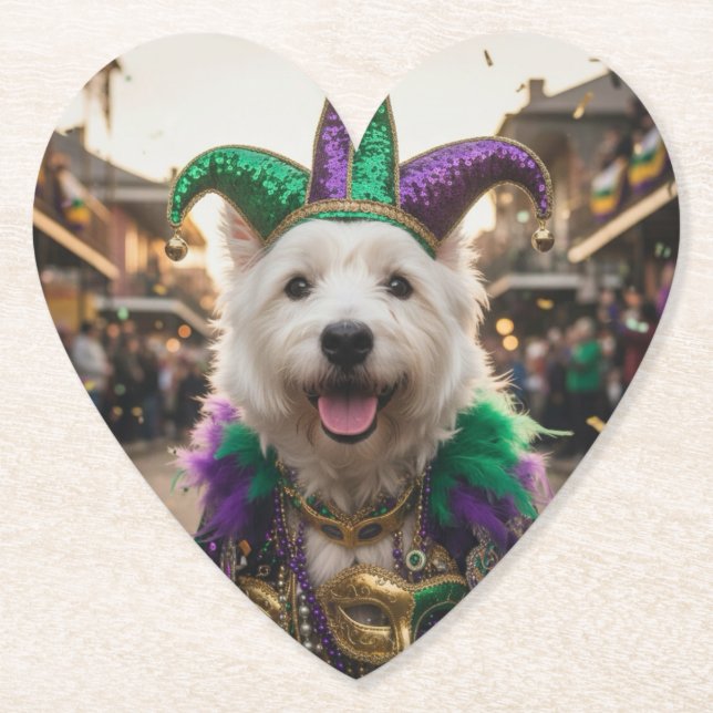 Posavasos De Papel Mardi Gras Dog Jester Costume (Anverso)