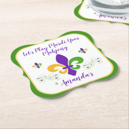 Posavasos De Papel Mardi Gras Mahjong NAME Green Gold Purple Fleur de