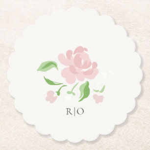 Posavasos De Papel Marfil Boda floral Chic Blush