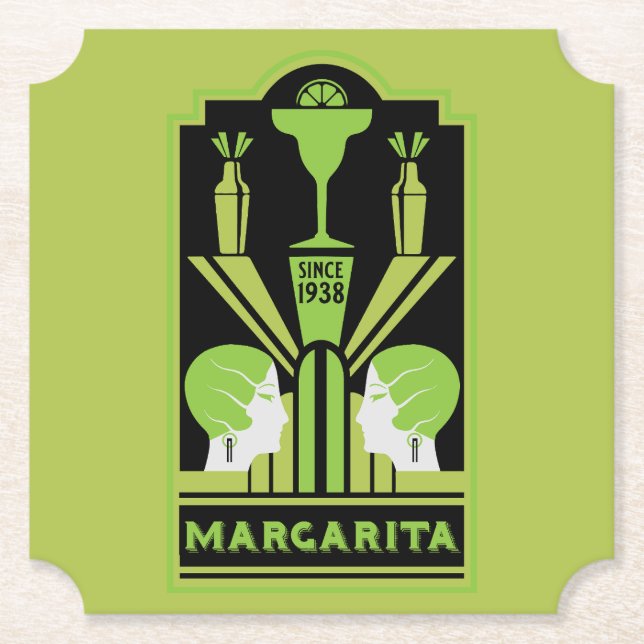 Posavasos De Papel Margarita Art Deco Cocktail (Anverso)