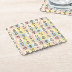 Posavasos De Papel Margarita retro Rojo Rosa Azul Acuático Floral Cum