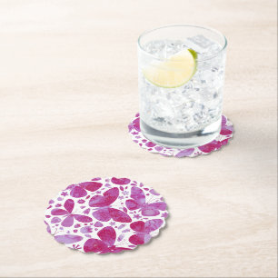 Posavasos De Papel Mariposa acuarela Magenta rosa