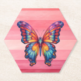 Posavasos De Papel Mariposa Azul Naranja Alas