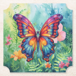Posavasos De Papel Mariposa Azul Naranja Alas
