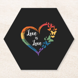 Posavasos De Papel Mariposa Corazón Arcoiris Amor Gay Copia LGBT