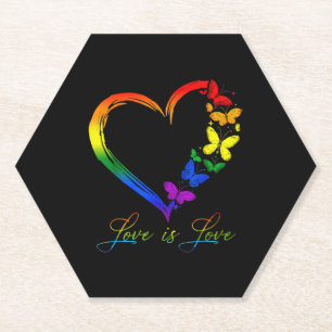 Posavasos De Papel Mariposa Corazón Arcoiris Amor Gay LGBT