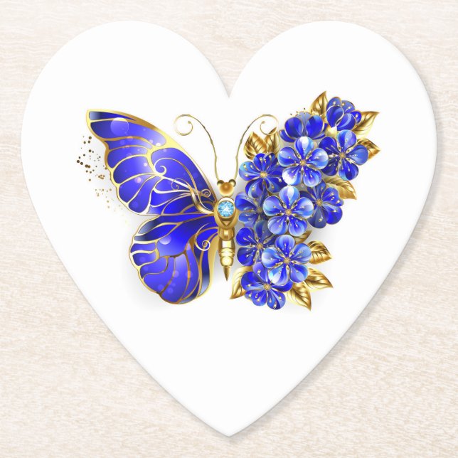 Posavasos De Papel Mariposa Flor Zafiro (Anverso)