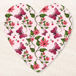 Posavasos De Papel Mariposa Floral Bloom de Medianoche