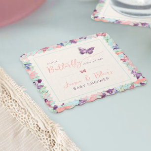 Posavasos De Papel Mariposa Jardín Pastel Flor silvestre Baby Shower