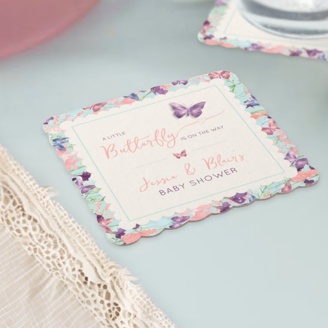 Posavasos De Papel Mariposa Jardín Pastel Flor silvestre Baby Shower (Subido por el creador)