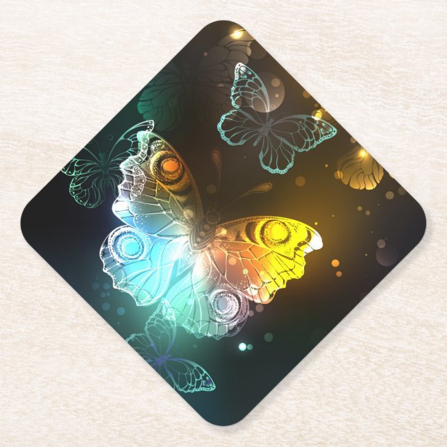 Posavasos De Papel Mariposa luminosa y mariposas nocturnas (Anverso)
