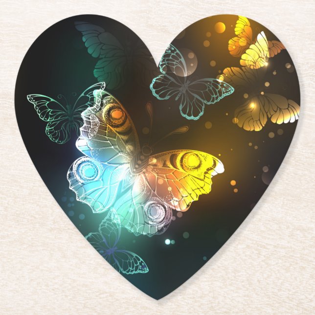 Posavasos De Papel Mariposa luminosa y mariposas nocturnas (Anverso)