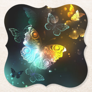 Posavasos De Papel Mariposa luminosa y mariposas nocturnas