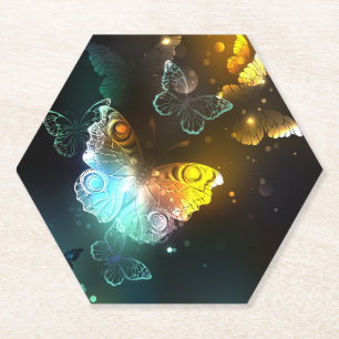 Posavasos De Papel Mariposa luminosa y mariposas nocturnas