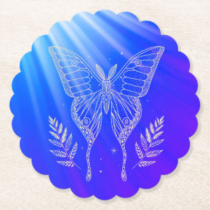 Posavasos De Papel mariposa plateada de caparazón azul