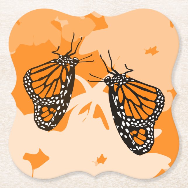 Posavasos De Papel Mariposas de monarca de Naranja divertida (Anverso)