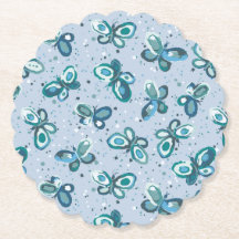 Mariposas doodle bugs - azul - patrón sin fisuras.