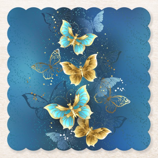 Posavasos De Papel Mariposas doradas (Anverso)