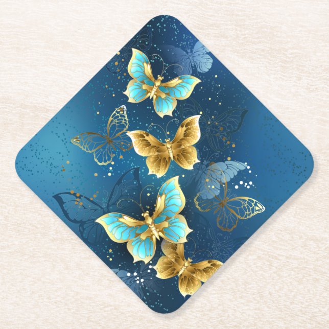 Posavasos De Papel Mariposas doradas (Anverso)