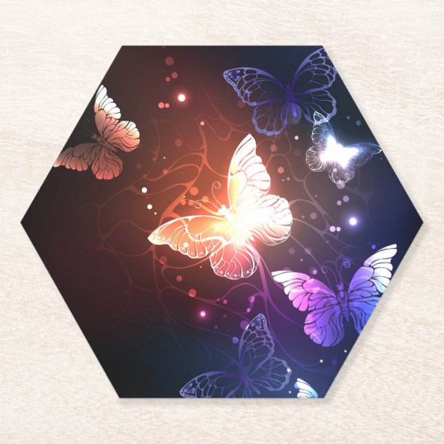 Posavasos De Papel Mariposas nocturnas brillantes (Anverso)